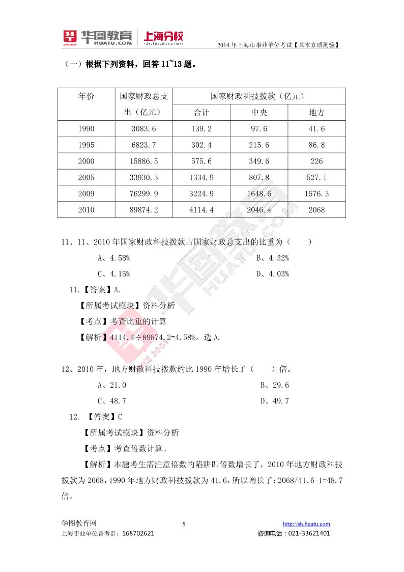 2014年上海事业单位3月份真题卷