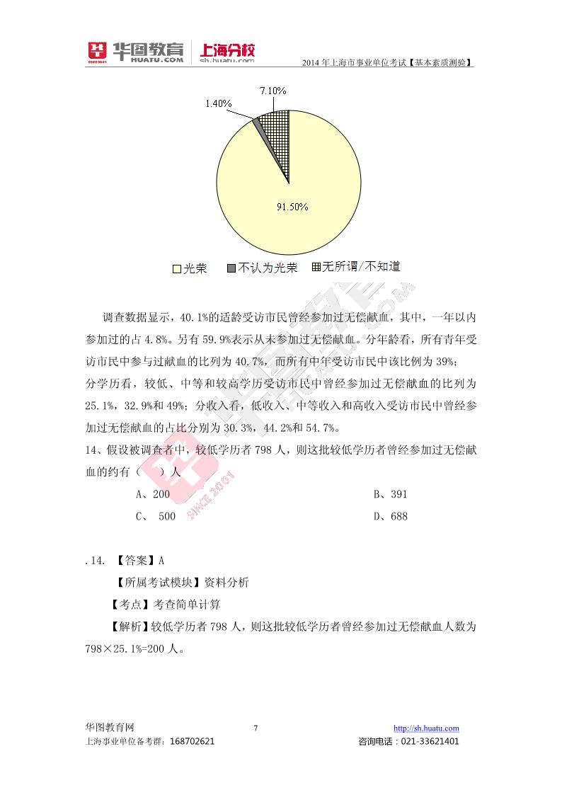 2014年上海事业单位3月份真题卷